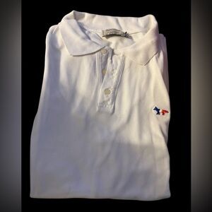 MAISON KITSUNE White Polo with Blue and Red Accent